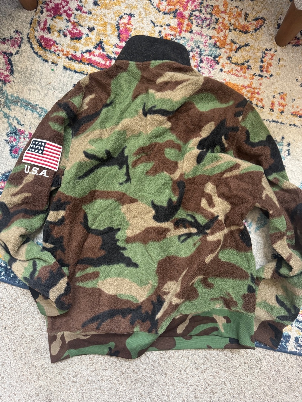 Polo by Ralph Lauren Green Camo Half-Zip Fleece - SZ M - Picture 2 of 8